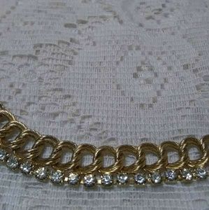 Vintage goldtone and rhinestone choker necklace